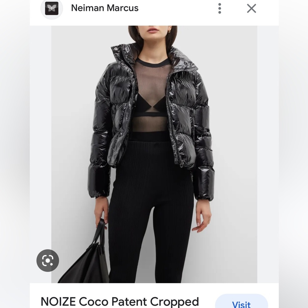 Noize Coco patent shine crop puffer